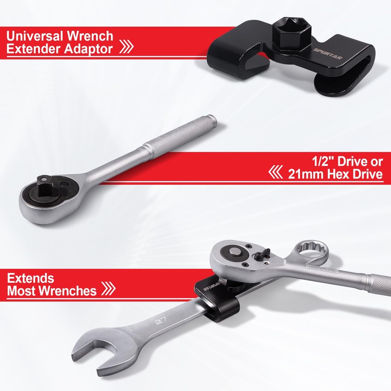 Spurtar Wrench Extender Tool, Adjustable Wrench Extender Adapter for 1/2"