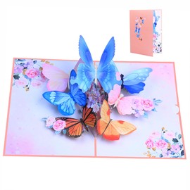 One Piece Fashionable 3D Pop Up Card Butterflies Cute Elegant Flower Greeting Cards Envelope Included 3D Butterfly Pop Up Cards for Birthdays Anniversaries
