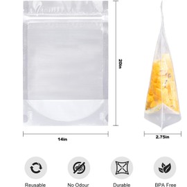 Cloudslucky 30Pcs14"X20" Clear Stand Up Zipper Seal Bgas, Reuseable Ziplock Pouch for Food Storage, Transparent Sealing Food Pouches Snack Packing Bag, Cookie, Snack,Spices,Pet Food and Drinking