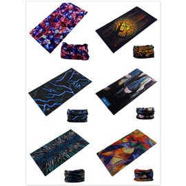 KINREE 6PCS Outdoor Magic Scarf, Elastic Headbands, Headscarves, Headwear, Mask (Beauty of night)