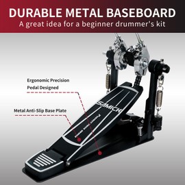 Double Bass Drum Pedals, Len and widen Bass drum pedal, Double Chain Drum Step on Hammer for Drum Set and Electronic Drums