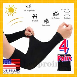 4Pairs Cooling Arm Sleeves Cover UV Sun Protection Outdoor Sports For Men Women