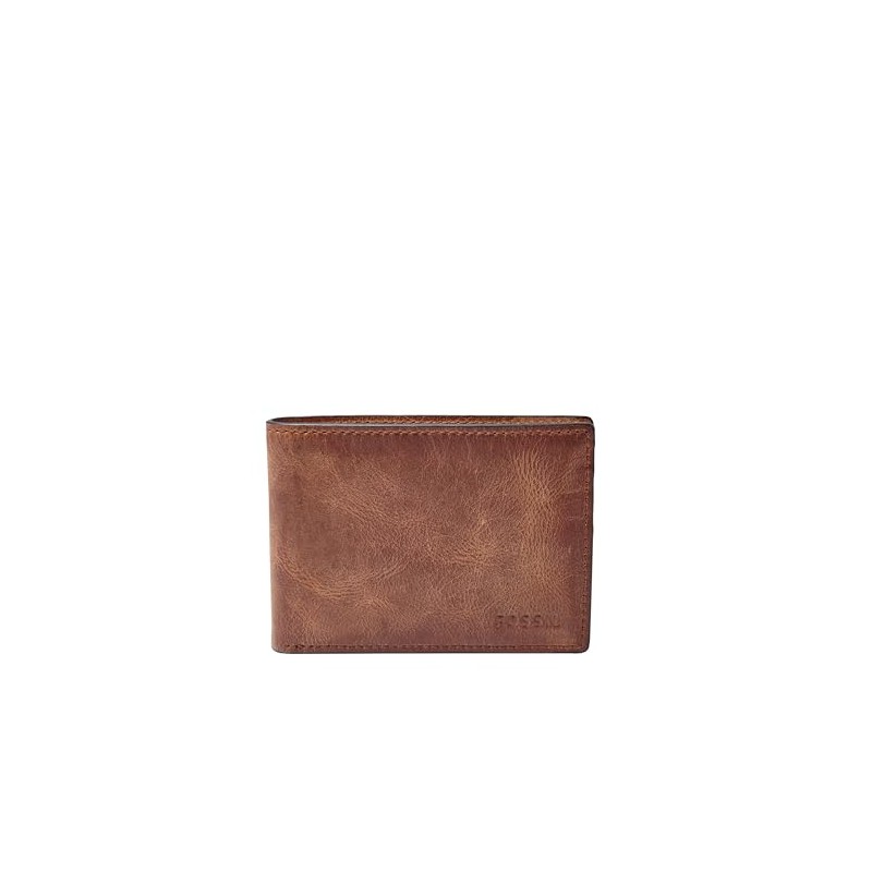Fossil Men's Derrick Leather Slim Minimalist Bifold Front Pocket Wallet,