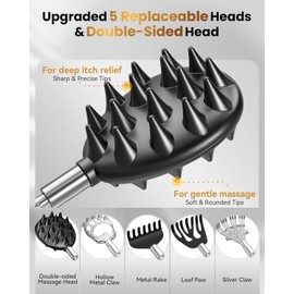 Telescoping Back Scratcher with 5 Detachable Heads, Gifts for Christmas, Stocking Stuffers for Men, Women, Him, Her, Dad, Funny White Elephant Gifts for Adults, Gift Box Included