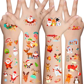 Awinmay Christmas Temporary Tattoos for Kids - 20 Sheets Unique Non Repetitive Designs Christmas Stocking Stuffers for Boys and Girls,Xmas Decorations Supplies Christmas Party Favor for Kids 120+