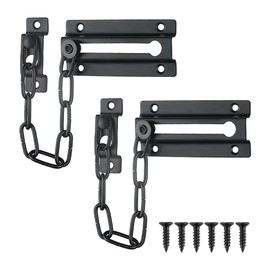 JQK Chain Door Guard with Lock, Black 2 Pack Chain Lock Stainless Steel Chain Locks for Inside Door and Extra Front Door, HDC120-PB-P2
