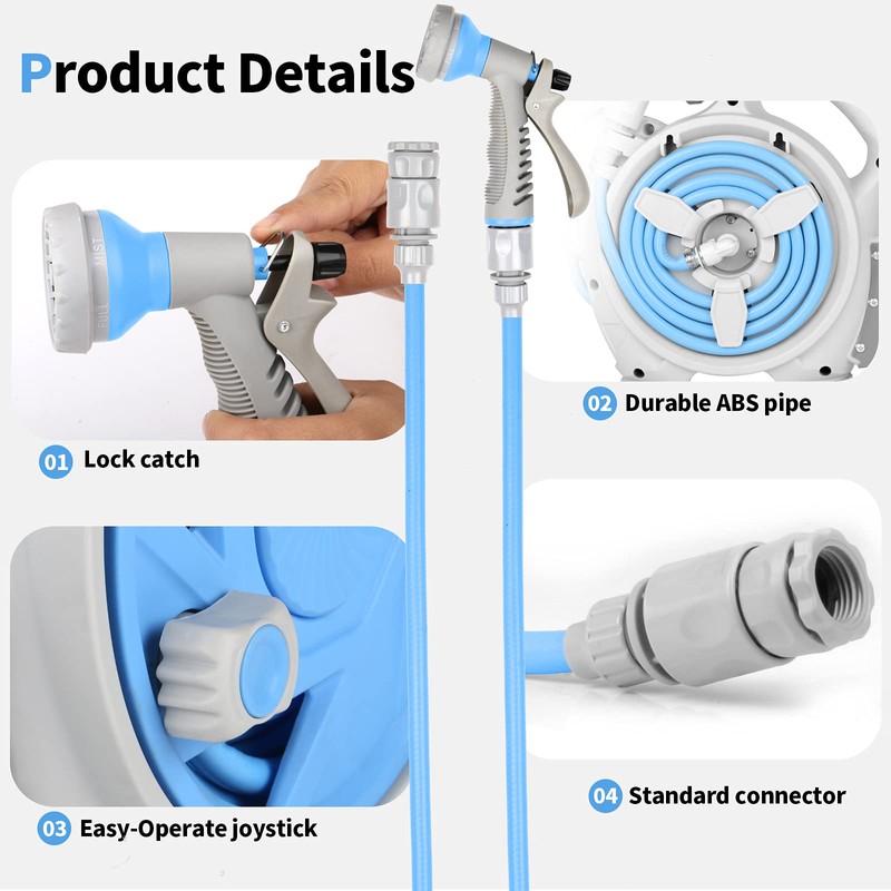 Wofeili Garden Retractable Hose Reel, Portable Simple Home Hose Reel