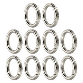 YOKIVE 10 Pcs Spring O Rings, Metal Circle Snap Clip Triggers Keyrings Buckles Zinc Alloy Small Clamp Clasps for Keys Purses (Silver, 28x20x4-mm)