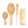 Amagogo 4Pcs Bamboo Hair Brush Set Wide Comb and Tail