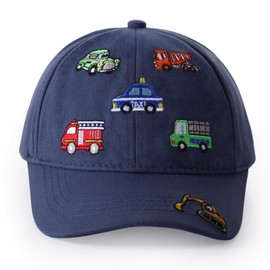 KDVOG Embroidered Baseball Caps for Boys Girls, Toddler Baseball Hat Adjustable Vintage Excavator Trucker Hats, Age 3-8 Navy