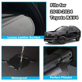 Volcaner for 2019-2024 Toyota RAV4 Cargo Cover, Leather Cargo Cover for Toyota RAV4 Accessories 2019 2020 2021 2022 2023 2024 Trunk Organizer Rear Trunk Security Shielding Shade (Leather)