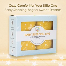 nurturem Baby Sleeping Bag (Yellow, Pack of 2)-100% Soft Organic Cotton Swaddles For Newborn (3-18 M) - 0.8 Tog Machine Washable Sleeping Bag Baby Swaddle Blankets, Swaddle Bag For All Year Round Use