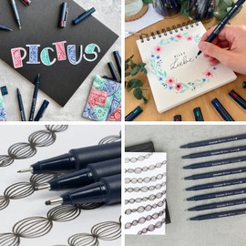 Schneider Pictus Fineliner (Line Width 0.4 mm, Indelible Pigment Liner, Metal-Encased Tip, 85% Recycled Plastic Casing) Pack of 6, Black