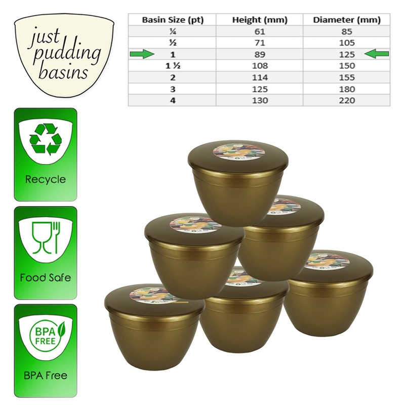 Just Pudding Basins Multipack Gold Coloured 1 Pint, 570ml Basin