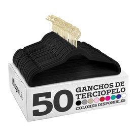 MAGMALIFE 50 Ganchos para Ropa de Terciopelo, Gancho Dorado Giratorio de 360 Grados, Adecuado para Todo Tipo de Ropa, Antideslizante (Negro)