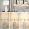 KunruiTAI 25'' Geometric Lamp White Cream Table Lamps Modern Ceramic