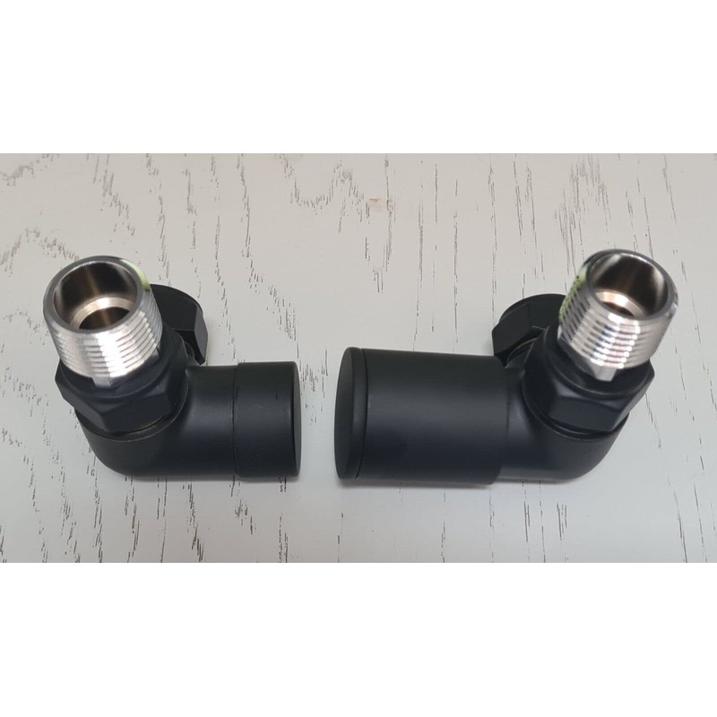 Team Controls Matt Black Corner Towel Rail Radiator Rad Valves