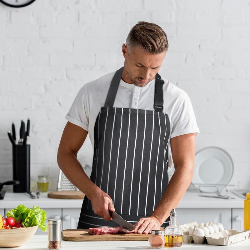 ViEinkaufen 2 Pack Kitchen Aprons with Pockets for Men Women,