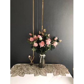 Hosoncovy PVC Hollow Table Runner Non-slip Flower Decorative Lotus Table Mats Placemat for Home Party Kitchen Dining Wedding Decor (Gold)