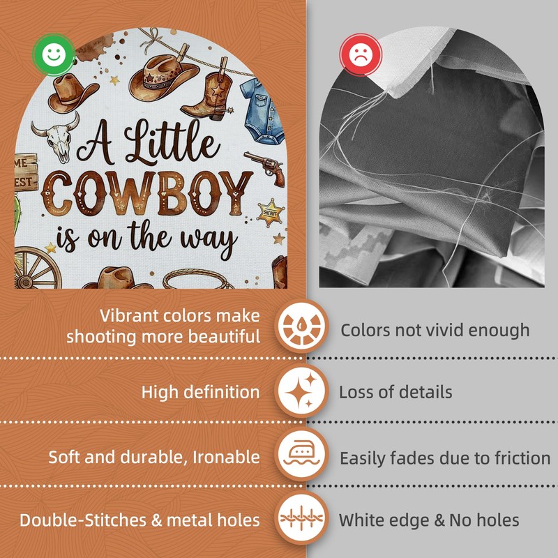 Cowboy Baby Shower Backdrop 7x5ft, A Little Cowboy is on