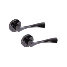 HANDLEZONE® Zena Lever On Round Rose Door Handles, Internal Passage Latch Handles, 1 Set - Black Nickel