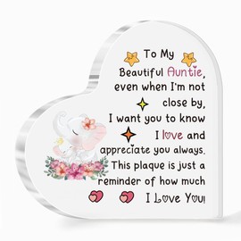 Auntie Gifts Acrylic Plaques Mother's Day Present Aunt Appreciate Present Birthday Heart Sign Home Decorations Christmas Souvenirs from Niece Nephew to Aunty Family Love Reminder Keepsake