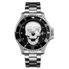HUNRUY Skull Watches for Men Luminous 3D Skeleton GMT Unidirectional