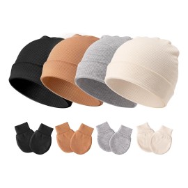 Gorro For Recién Nacido Con Manopla Antiarañazos, Unisex,