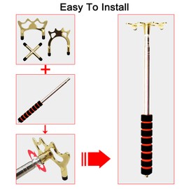 crayfomo Retractable Billiards Cue Stick Bridge, Snooker Pool Cue Bridge with 3 Pieces Removable Brass Bridge Head, Pool Cue Holder Snooker Accessories Pool Table Accessory