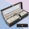 Fdit 6 Slots Leather Watch Box PU Leather Box Case
