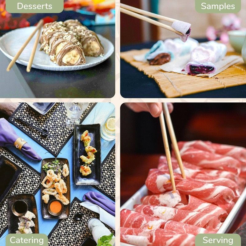 BambooMN Brand - Premium Grade 10" Bamboo Chopsticks - 6