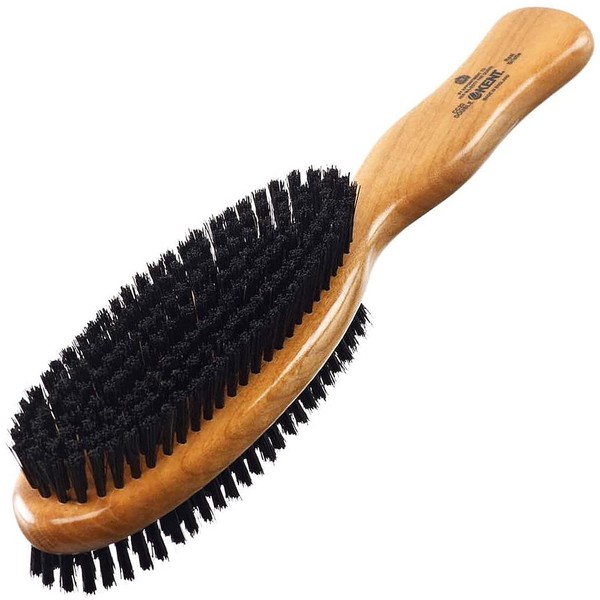 Kent CC20 Double-Sided Clothes Brush Boar Bristles Lint Remover. Firm for Dust and Dirt, Soft for Gentle Brushing for Keeping Fabrics Free from Fibres, Fluff and Pet Hair. Cherrywood. Made in England