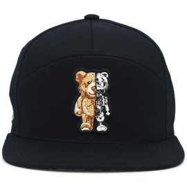 JLGUSA Hustle Bear TL Snapback hat Bear Hustle Cotton Adult Adjustable Baseball Cap New (Black - Bear)