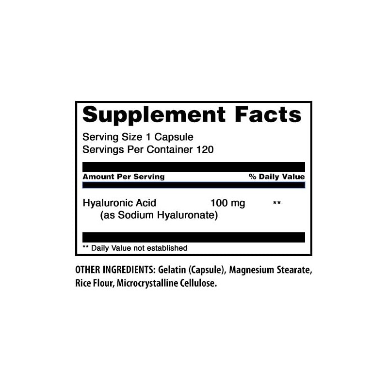 AMAZING FORMULAS Ácido Hialurónico 100 mg 120 Cápsulas – Suplemento