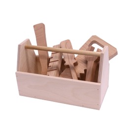 AmishToyBox.com Kid's Play Tool Box Toy Set, 6 Piece Wooden Toy Tool Set
