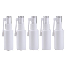 GSHLLO 5 Pcs 30 ml Plastic Throat Spray Bottles Vials Refillable Empty Oral Sprayer Nasal Spray Pump Bottles Fine Mist Atomizers with 360 Degree Rotation Rod for Travel Home Use