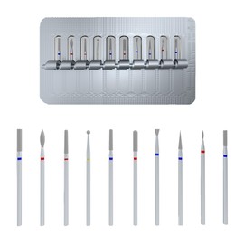 Nail Drill Bits Cuticle-Russian Manicure Kit-10pcs Nail Drill Bit Set Individually Wrapped in Aluminum Foil-Nail Salon Disposable Cuticle Remover Kit