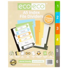 eco-eco A5 50% Recycled Set 6 Index File Dividers