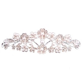 Elegant Tiara Crown for Women, Crystal Rhinestone Headband Hair Accessories Princess Tiara Wedding Bridal Cubic Zirconia Headpiece for Proms Pageants Party (Silver Flower)