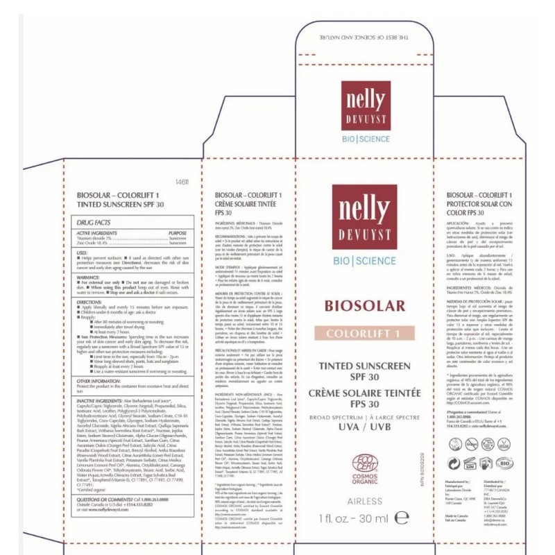 Nelly De Vuyst ColorLift 1 BIOSOLAR Tinted Sunscreen SPF 30