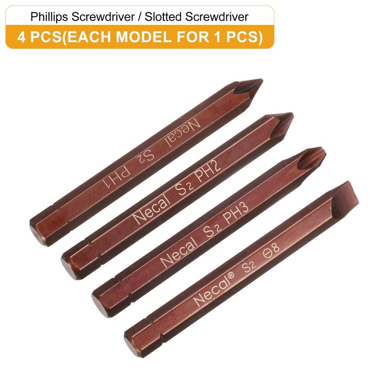 HARFINGTON 4pcs PH1/PH2/PH3/SL8 Phillips Slotted Screwdriver Bit 5/16" Hex Shank