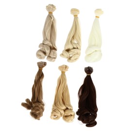 DOITOOL 6pcs Colorful Short Wavy Doll Hair Wigs Heat Resistant DIY Doll Wig for Adorable Styling and Repair