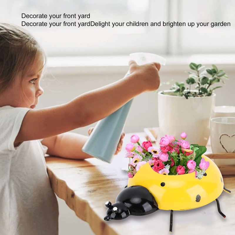 5.4cm Diameter Flower Pot Decor Ladybug Shaped Smoothing Surfaces Iron