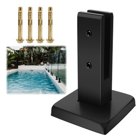 LukLoy Glass Railing Spigot Heavy Duty 304 Stainless Steel Pool Fence Spigot 1 Pack Black Glass Railing Post Clamps Garden Balustrade Railing Balcony Stair Clamp(NW=2.86lb)