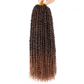 Xtrend 18 Inch 8 Packs Pre Twisted Passion Twist Crochet Hair Natural Ombre Pre-Looped Passion Twists Hair Extensions for Women 12 Strands/Pack (T30#)