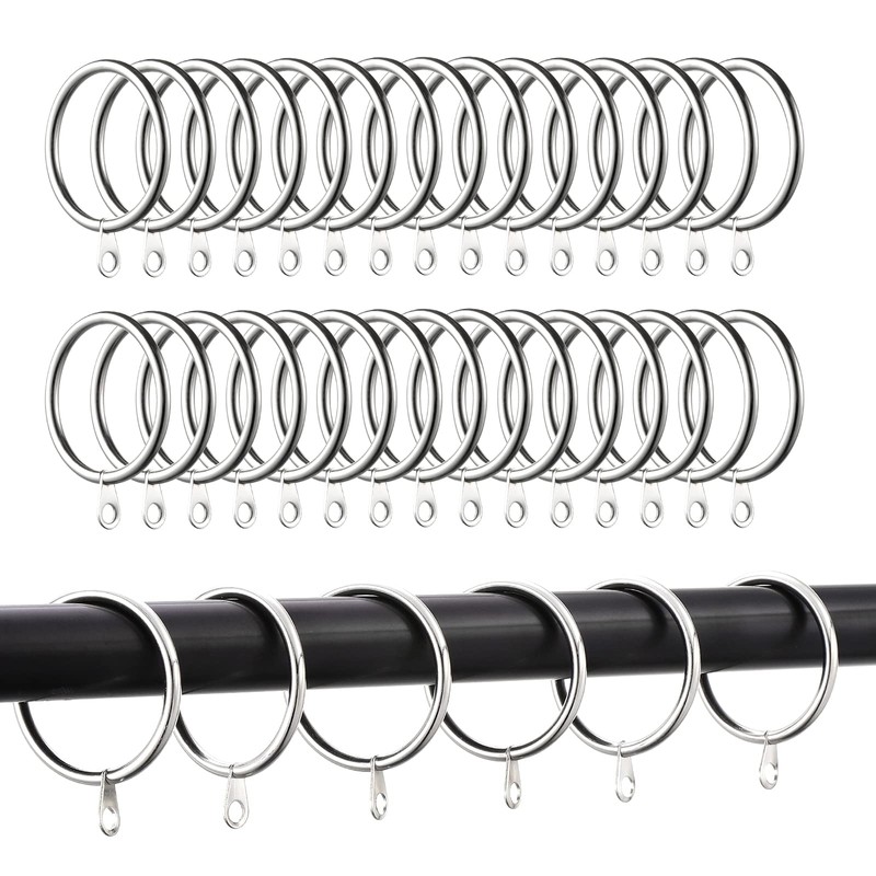 Fippy Pack of 60 Curtain Rings Metal for Hanging Curtains