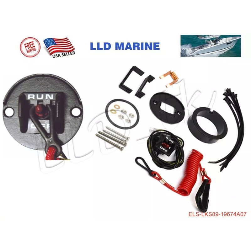 LLD_TK Mercury Kill Stop Switch Safety Lanyard Sing Twin Triple