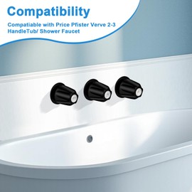 Metal 3 Piece Black Shower Knob Replacement, Compatible with Price Pfister Verve and Bathtub/Shower Faucet Handle, Include Hot and Cold/Diverter Shower Knob and 3 Screws (Matte Black)