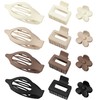 3 Styles 12PCS Hair Clips for Women Small Medium Big Claw Clips for Thin Thick Hair 4.6'' Flat Hair Claws 2'' Rectangle Hair Claw Small Flower Clips Combination |Hair Accessories for Women