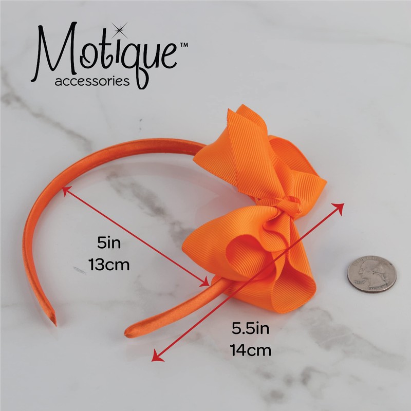 Motique Accessories Little Girls Headband With Side Grosgrain Bow -